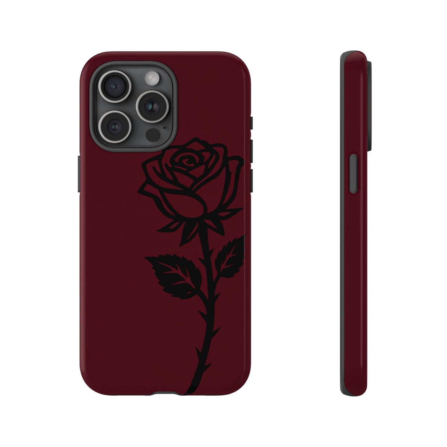 Black Rose Burgundy iPhone Case | Dark Aesthetic Shockproof Protective Cover