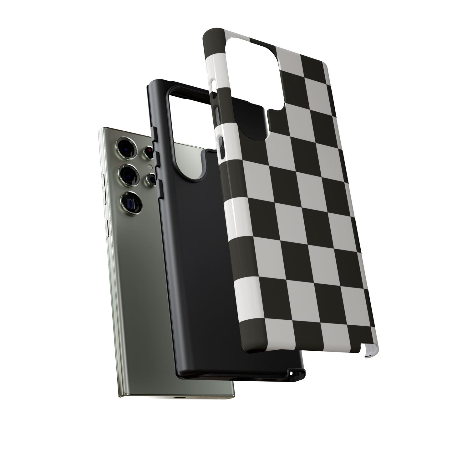 Black & White Checkerboard Phone Case – Classic Aesthetic Tough Protective Case for Iphone, Samsung Galaxy and Pixel
