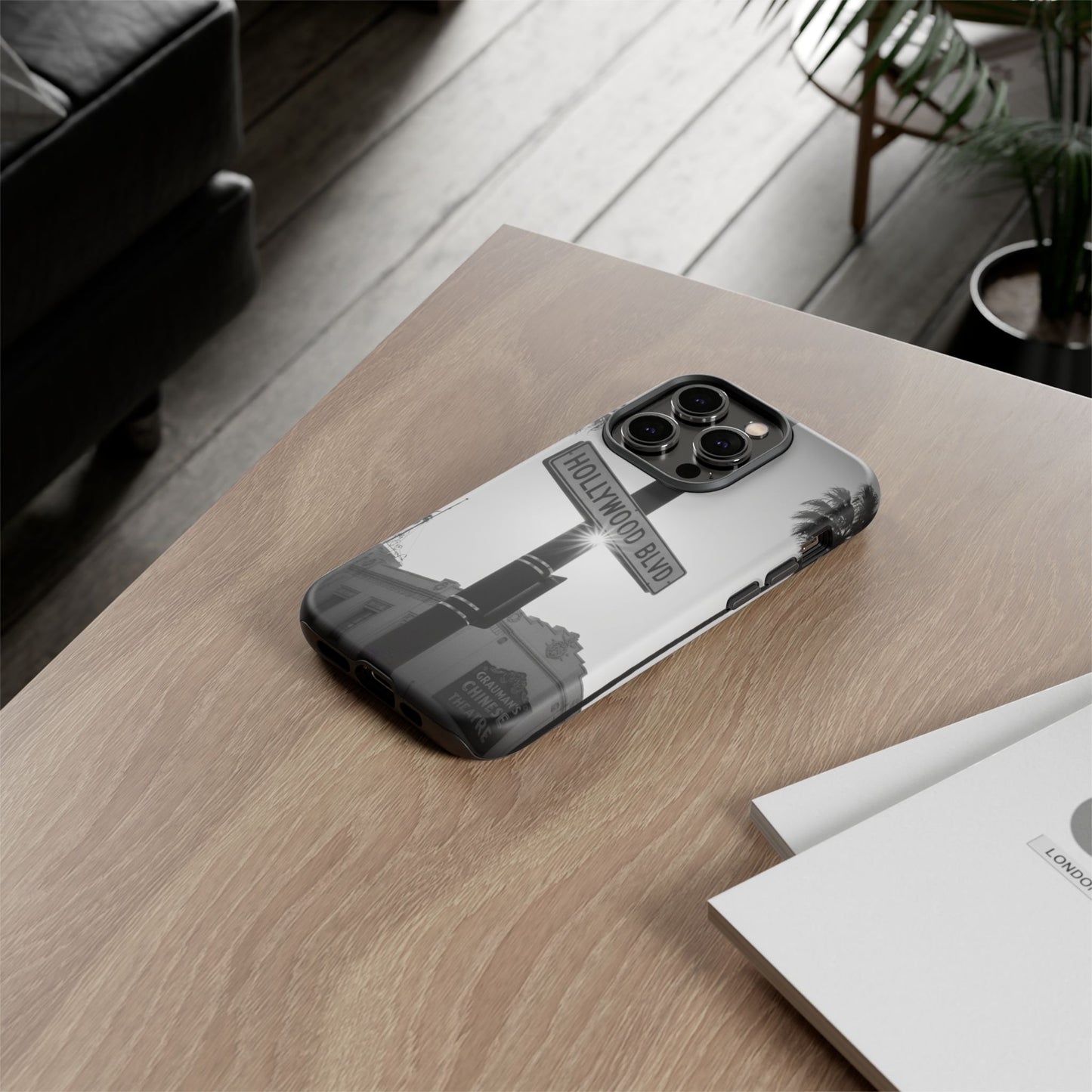 Hollywood Blvd Phone Case | Vintage Los Angeles Street Sign | Black & White LA Aesthetic