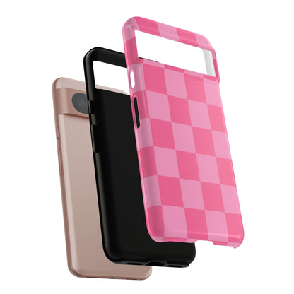 Pink Checkerboard Phone Case | Cute Aesthetic Checkered iPhone & Samsung Tough Case