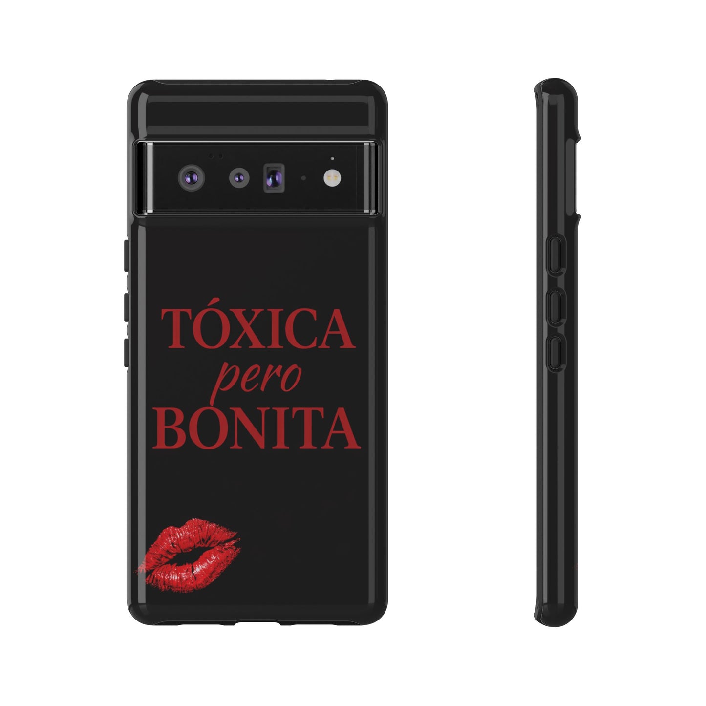 Toxica Pero Bonita Phone Case, Latina Quote Case, Red Lips Aesthetic, Spanish Saying Case, Trendy Tough Cover