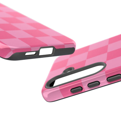Pink Checkerboard Phone Case | Cute Aesthetic Checkered iPhone & Samsung Tough Case