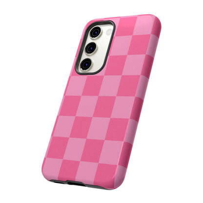 Pink Checkerboard Phone Case – Cute Aesthetic Tough Case for iPhone & Samsung