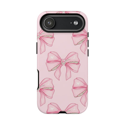 Pink Bow Pattern Phone Case | Coquette Aesthetic Tough Protective Case
