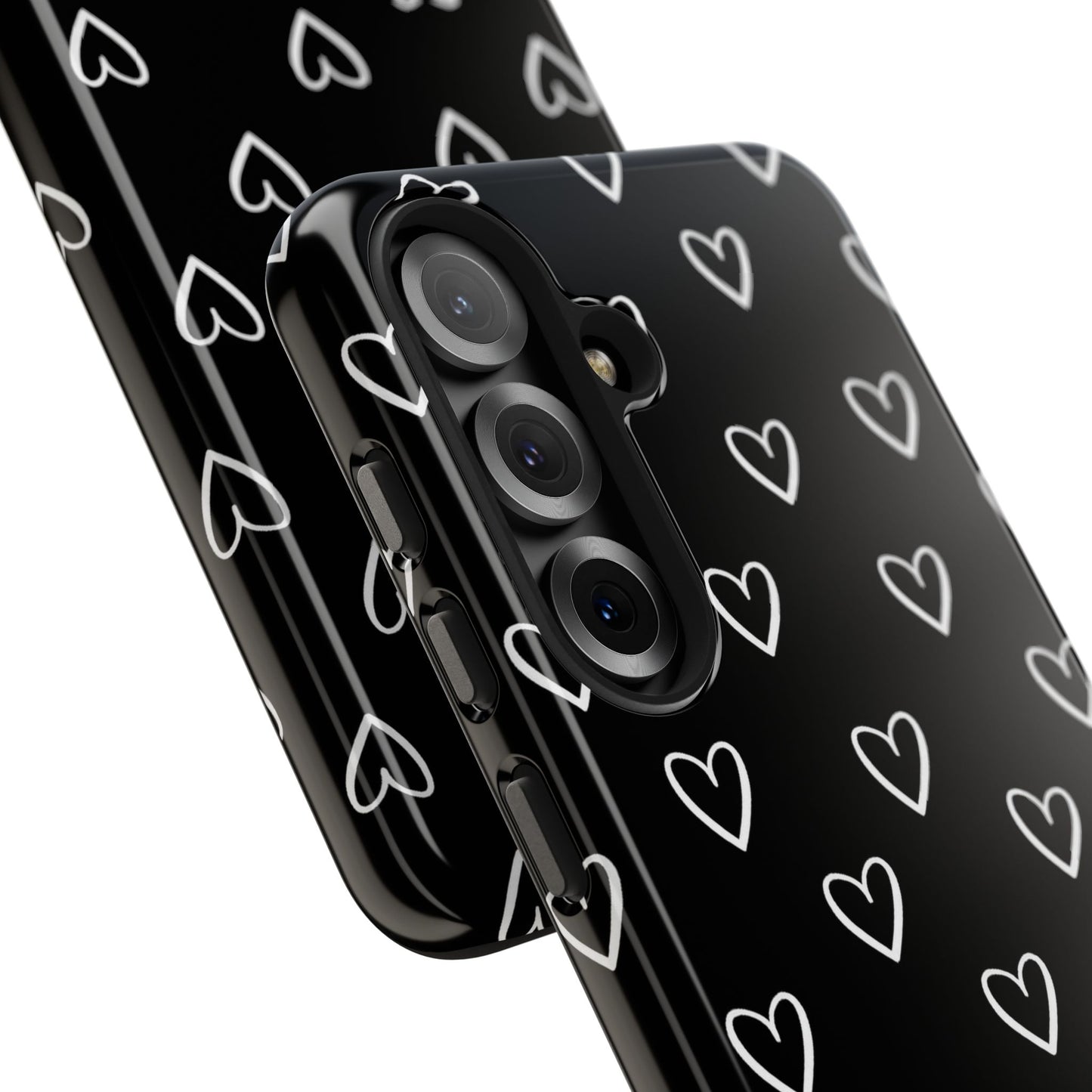 Doodle Heart Phone Case – Minimal Black & White Heart Pattern | Tough Protective Case