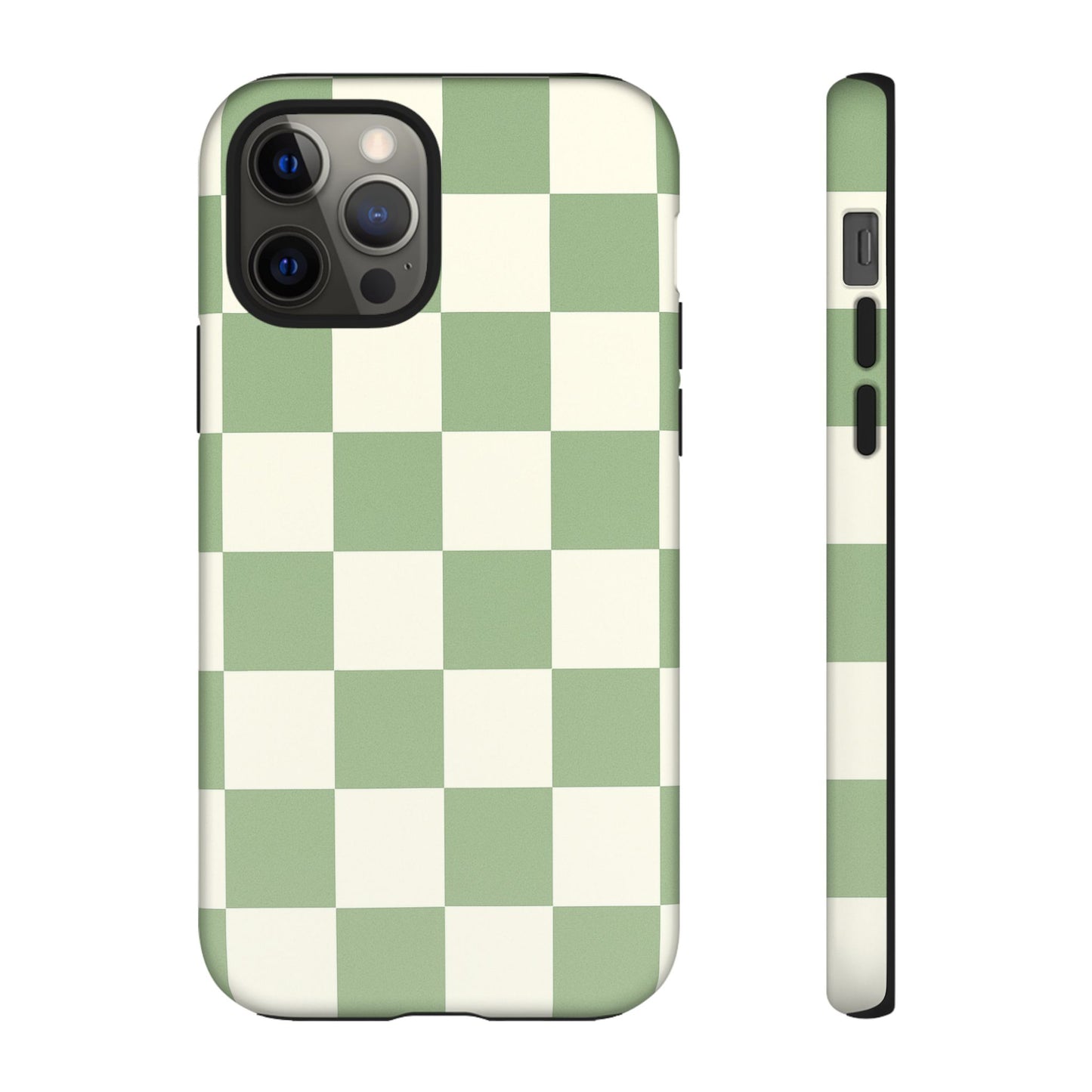 Sage Green Checkerboard Phone Case | Minimal Aesthetic Checkered iPhone & Samsung Tough Case