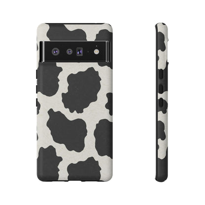 Black & White Cow Print Phone Case | Western Aesthetic iPhone & Samsung Tough Case