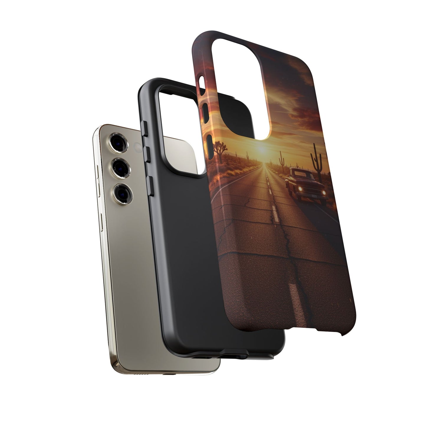 Route 66 Sunset Desert Highway Phone Case – Road Trip Travel Aesthetic Tough Case