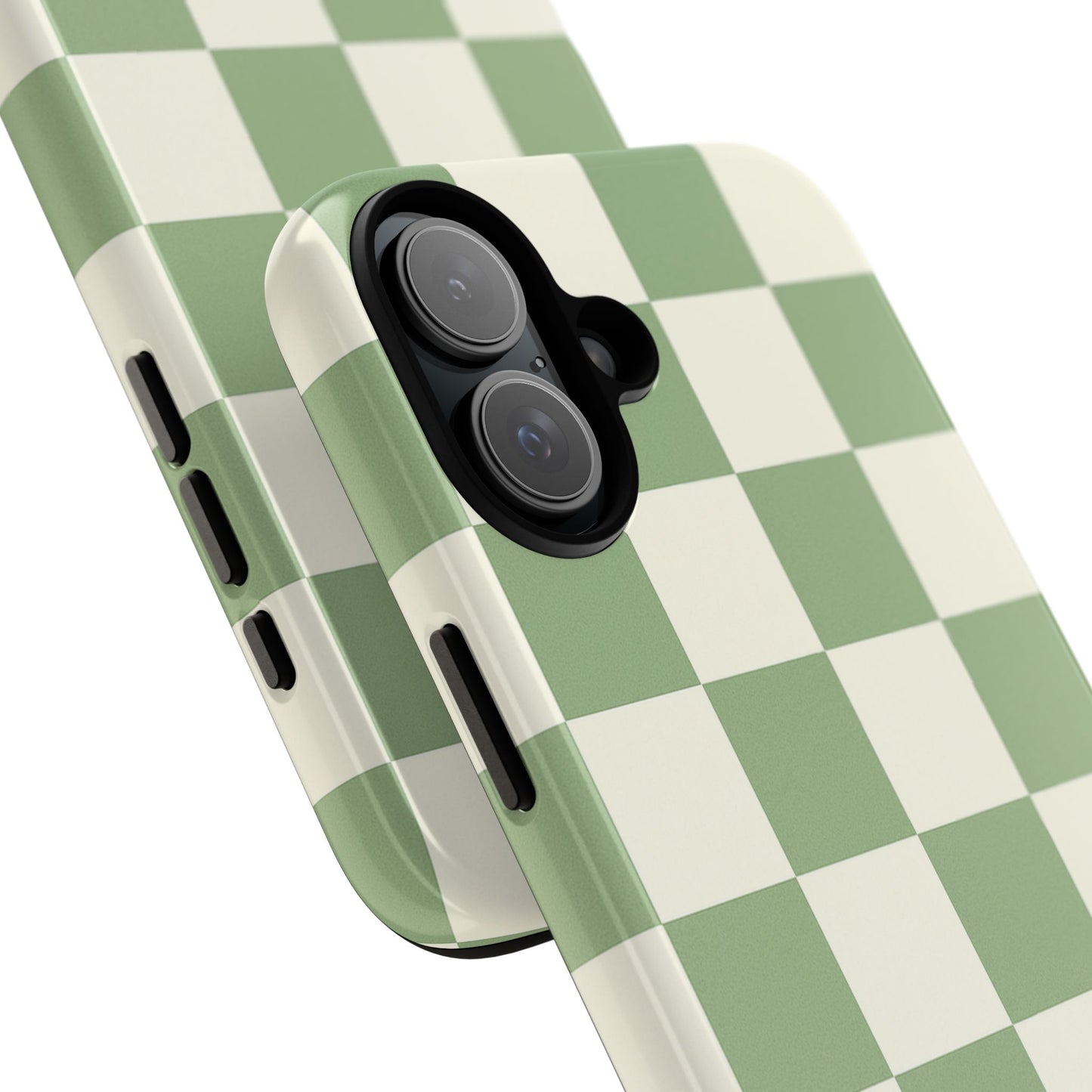 Sage Green Checkerboard Phone Case | Minimal Aesthetic Checkered iPhone & Samsung Tough Case