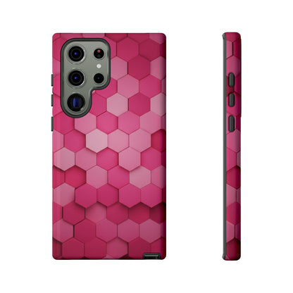 Hot Pink Hexagon Phone Case | Honeycomb Geometric Aesthetic | Cute Pink iPhone & Samsung Tough Protective Case