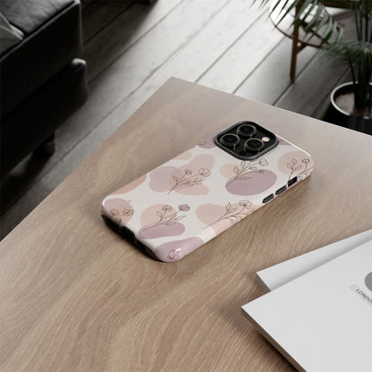 Blush Floral Phone Case Neutral Botanical Watercolor Tough Cover
