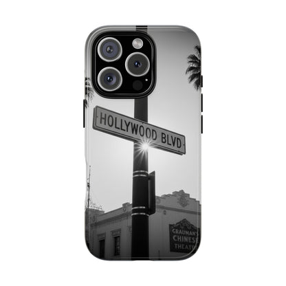 Hollywood Blvd Phone Case | Vintage Los Angeles Street Sign | Black & White LA Aesthetic