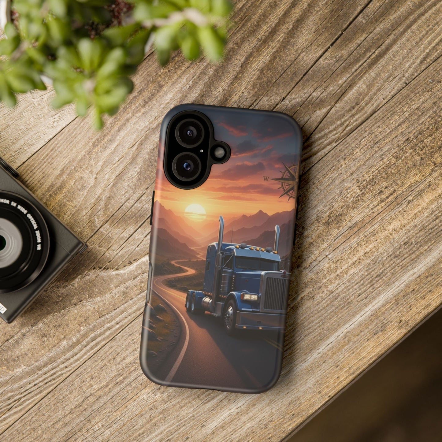 Semi Truck Sunset Phone Case | Trucker Gift | Diesel Truck Highway Road iPhone & Samsung Tough Protective Case