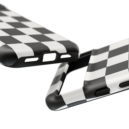 Black & White Checkerboard Phone Case – Classic Aesthetic Tough Protective Case for Iphone, Samsung Galaxy and Pixel