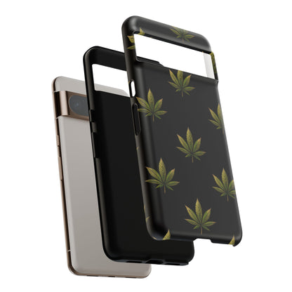 Cannabis Leaf Phone Case Green Weed Leaf Pattern Tough Protective Cover