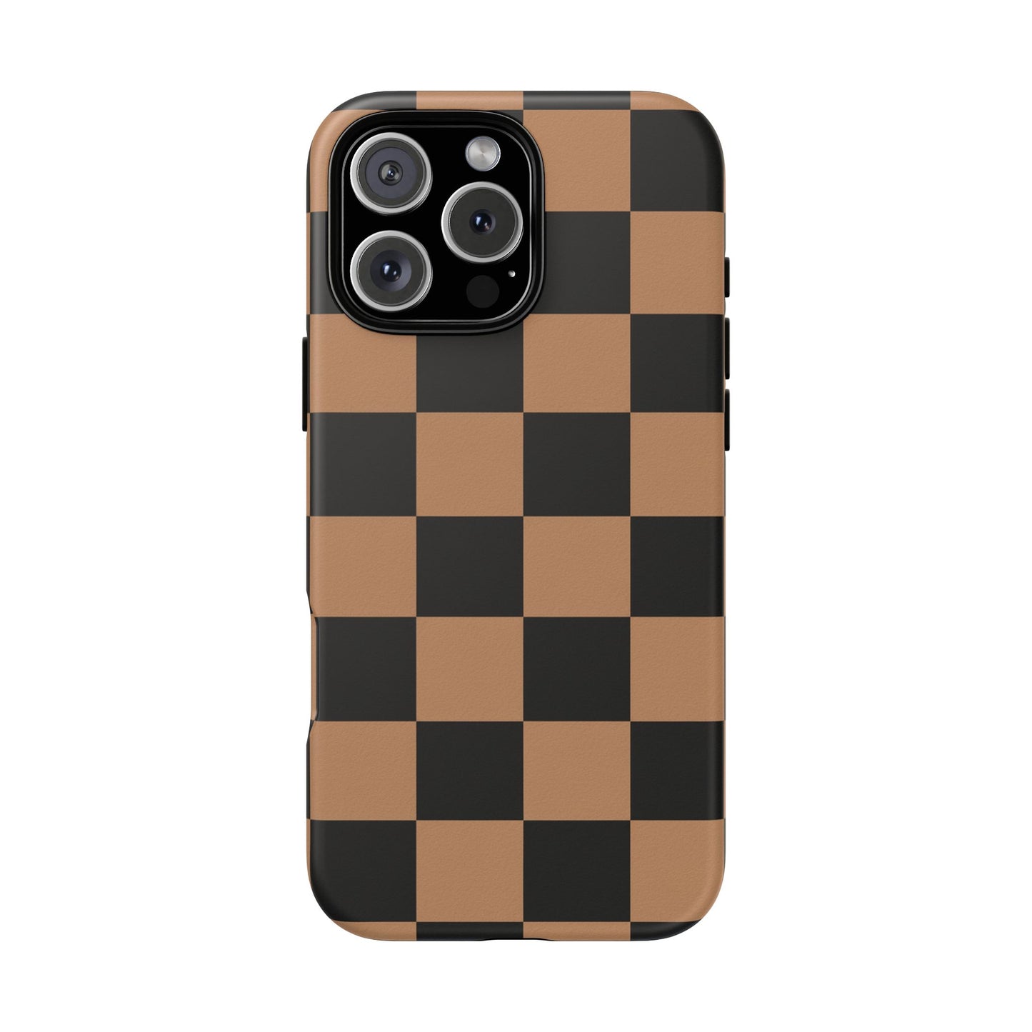 Brown Checkered Phone Case | Aesthetic Checkerboard iPhone & Samsung Tough Case