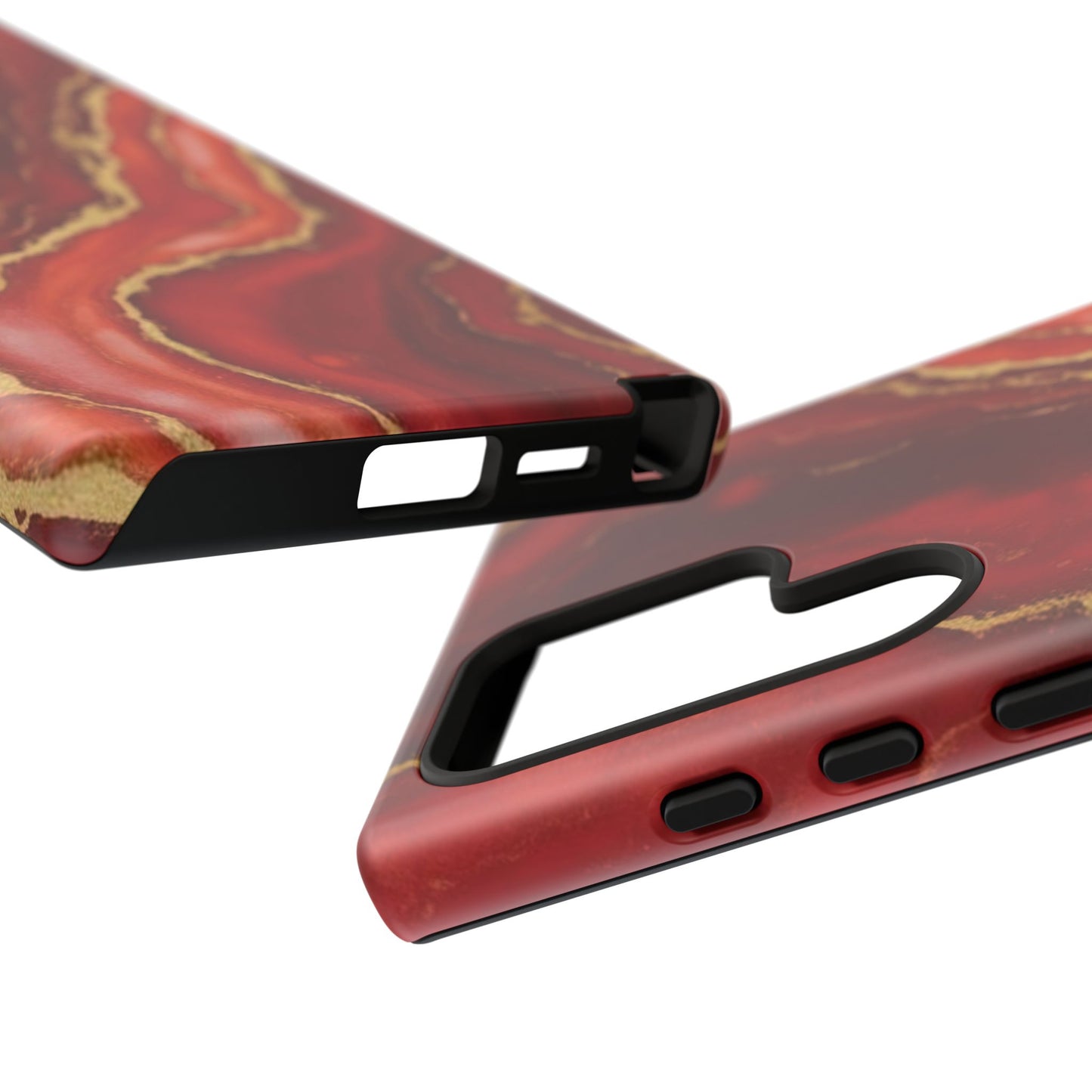 Red Agate Marble Phone Case with Gold Veins – Luxury Tough iPhone & Samsung Case