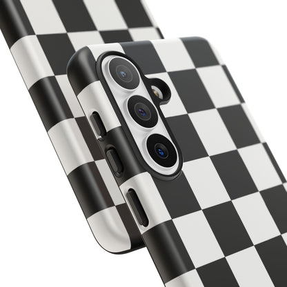 Black & White Checkerboard Phone Case – Classic Aesthetic Tough Protective Case for Iphone, Samsung Galaxy and Pixel
