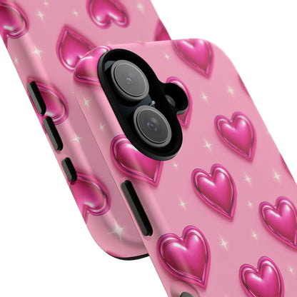 Pink Heart Pattern Phone Case | Tough Protective Case for Iphone, Samsung Galaxy and Pixel