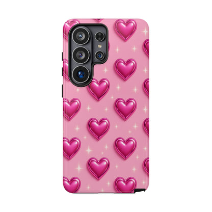 Pink Heart Pattern Phone Case | Tough Protective Case for Iphone, Samsung Galaxy and Pixel