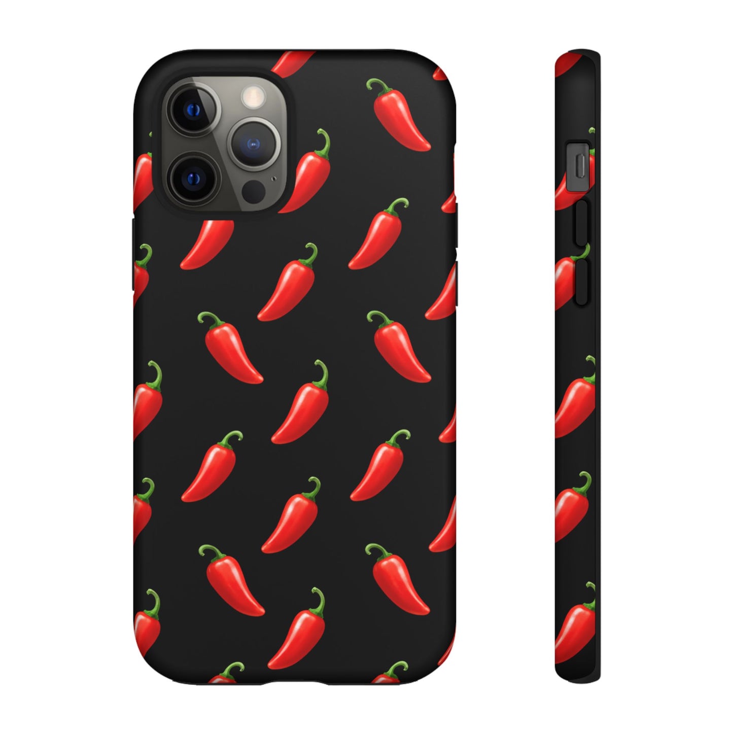 Spicy Chili Pepper Phone Case – Black Cute Hot Pepper Tough Cover for Iphone, Samsung Galaxy and Pixel