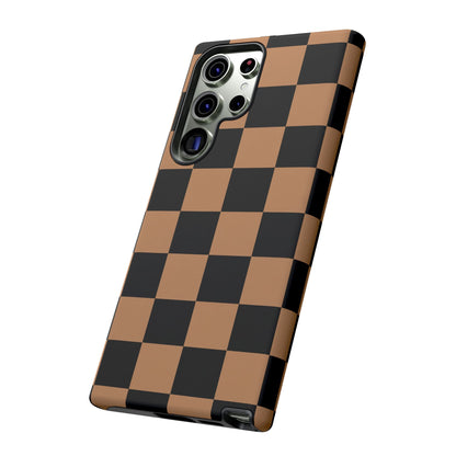 Brown Checkerboard Phone Case | Aesthetic Tough Protective Case
