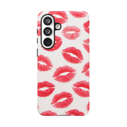 Red Lipstick Kiss Phone Case – Sexy Lip Print Pattern Tough Protective Cover