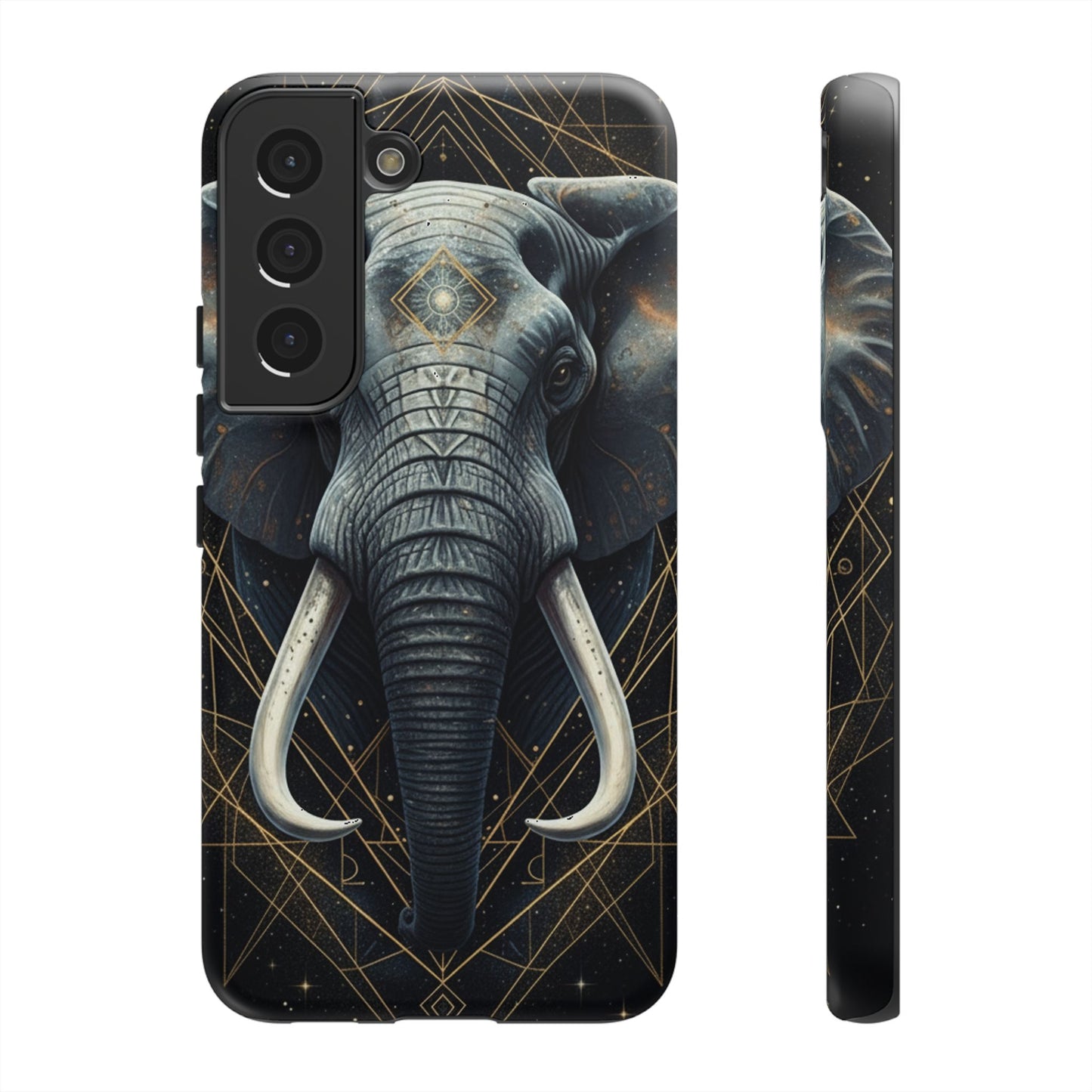 Elephant Mandala Phone Case – Black and Gold Spiritual Elephant Tough Protective Case