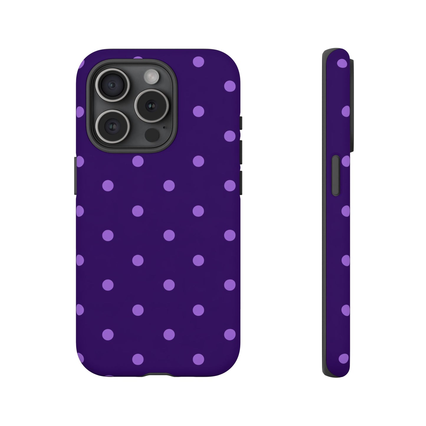 Purple Polka Dot Tough Phone Case – Cute Stylish Durable Protective Cover for Iphone, Samsung Galaxy and Pixel