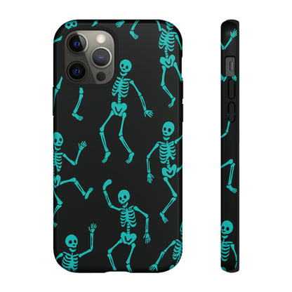 Dancing Teal Skeletons Phone Case | Tough Protective Case for Iphone, Samsung Galaxy and Pixel