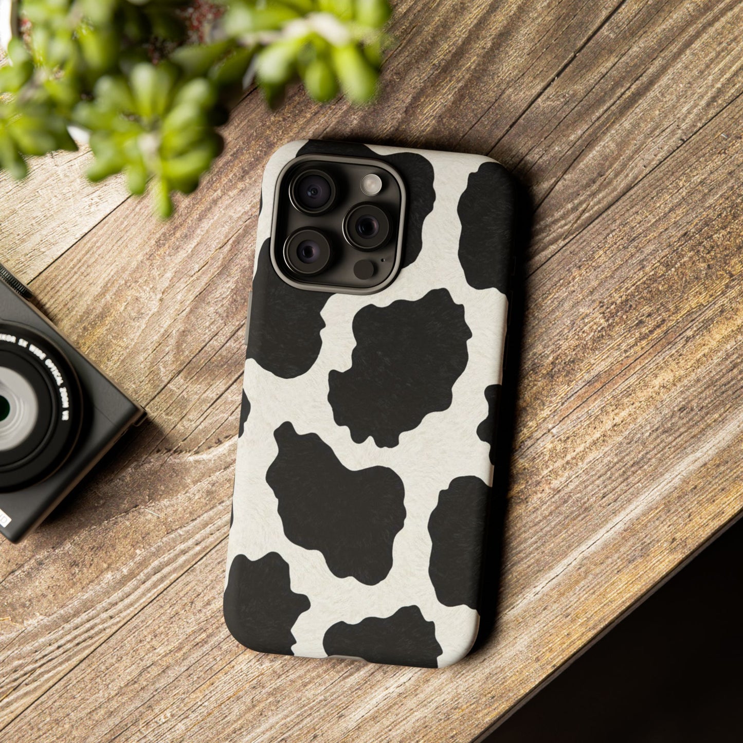 Black & White Cow Print Phone Case | Western Aesthetic iPhone & Samsung Tough Case
