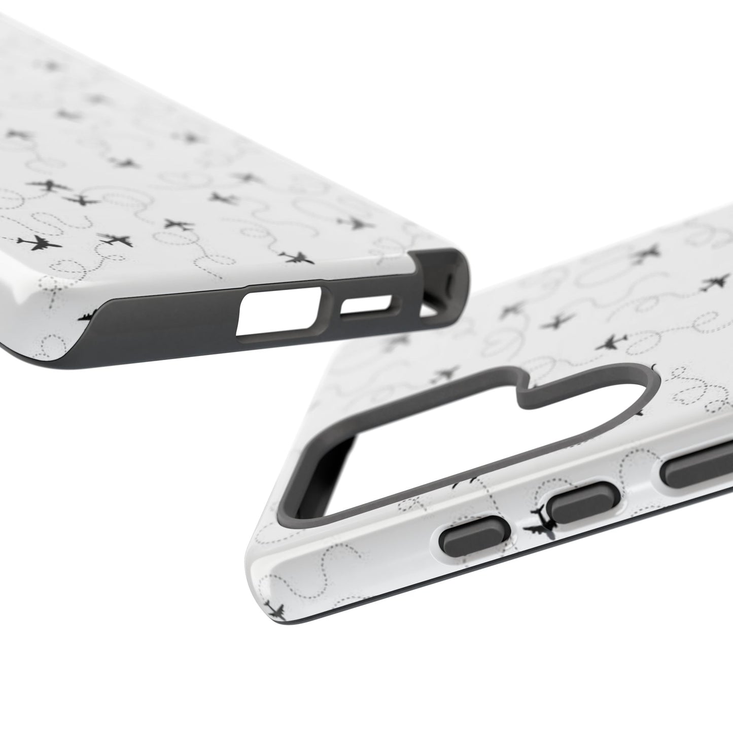 Minimal Paper Airplane Pattern Phone Case – Black White Aesthetic Tough Cover