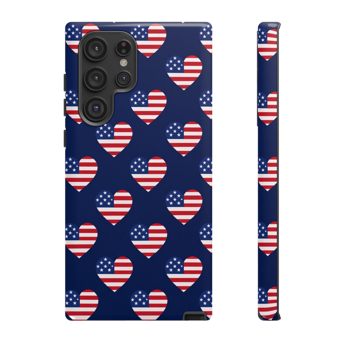 Patriotic American Flag Heart Phone Case – Tough Shockproof, USA Stars & Stripes for Iphone, Samsung Galaxy and Pixel