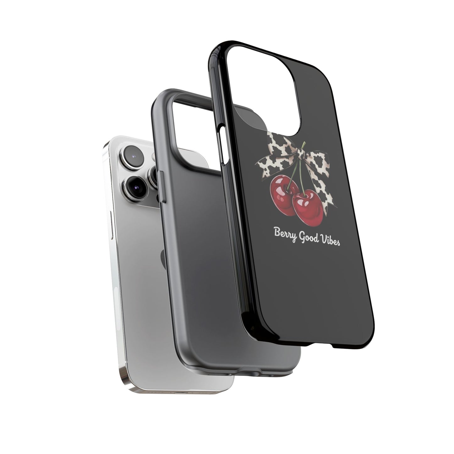 Cherry Cow Print Phone Case | Coquette Bow Aesthetic iPhone & Samsung Tough Case