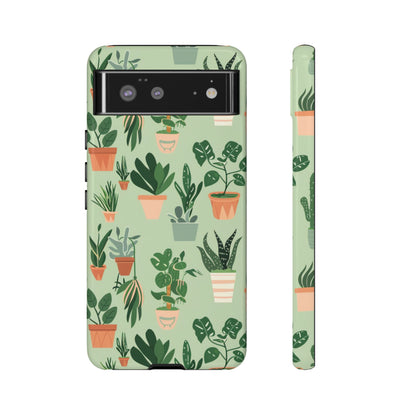 Plant Lover Phone Case | Cute Potted Plants Pattern | Botanical Aesthetic Tough Case