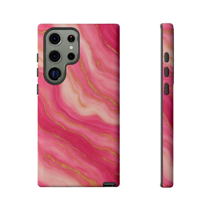 Pink Marble Phone Case | Rose Gold Swirl Aesthetic Tough Protective Case
