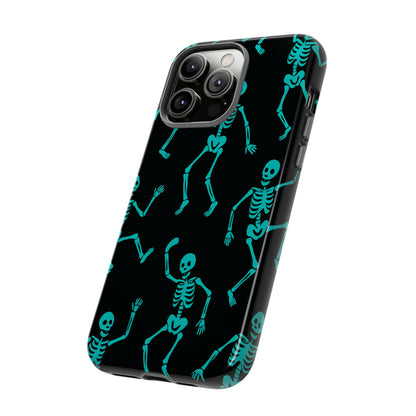 Dancing Teal Skeletons Phone Case | Tough Protective Case for Iphone, Samsung Galaxy and Pixel