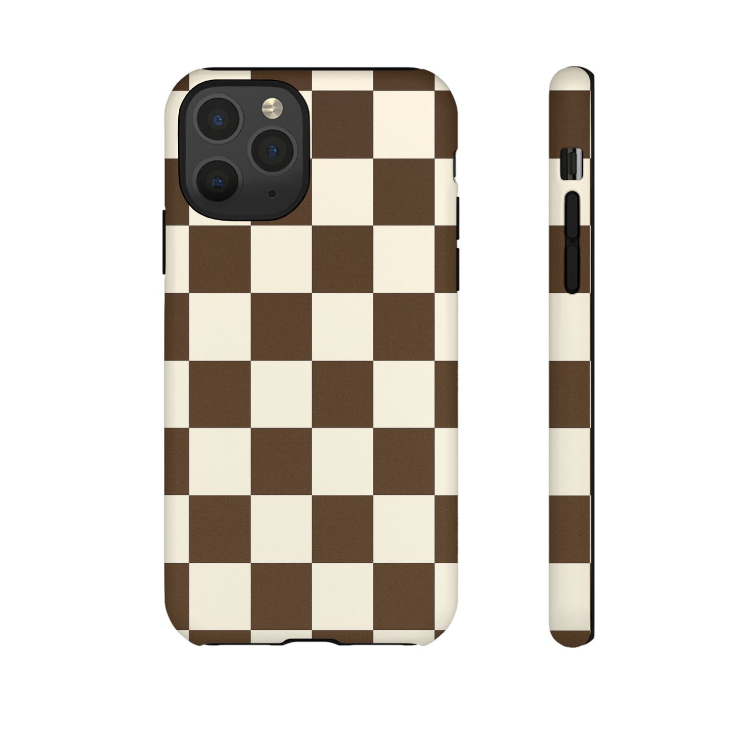 Mocha Checkerboard Phone Case | Neutral Aesthetic Tough Case