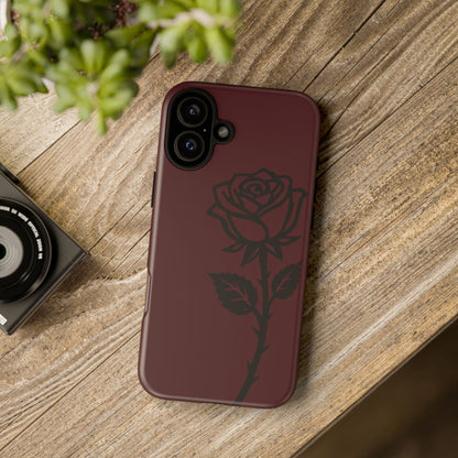 Black Rose Burgundy iPhone Case | Dark Aesthetic Shockproof Protective Cover