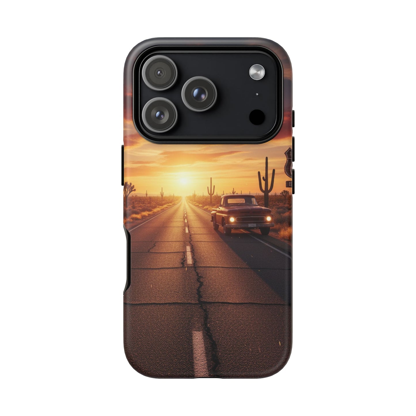 Route 66 Sunset Desert Highway Phone Case – Road Trip Travel Aesthetic Tough Case