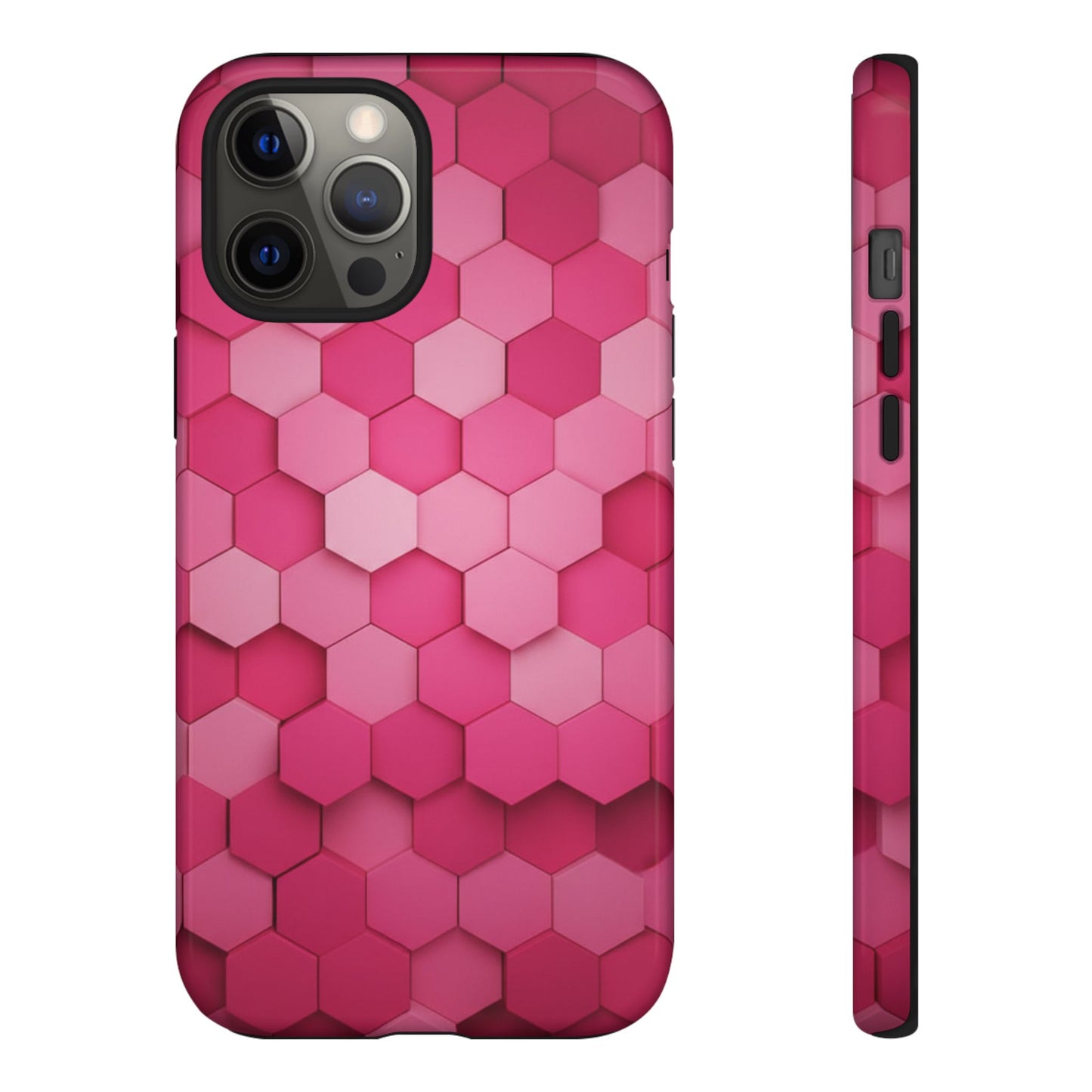 Hot Pink Hexagon Phone Case | Honeycomb Geometric Aesthetic | Cute Pink iPhone & Samsung Tough Protective Case