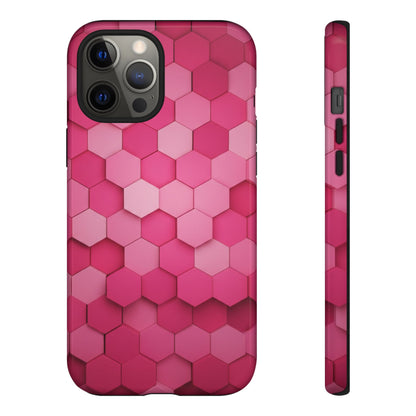 Hot Pink Hexagon Phone Case | Honeycomb Geometric Aesthetic | Cute Pink iPhone & Samsung Tough Protective Case