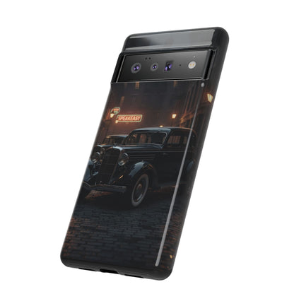 Vintage Classic Car Phone Case | Retro Noir Aesthetic | 1930s Street Scene Tough Case for iPhone & Samsung