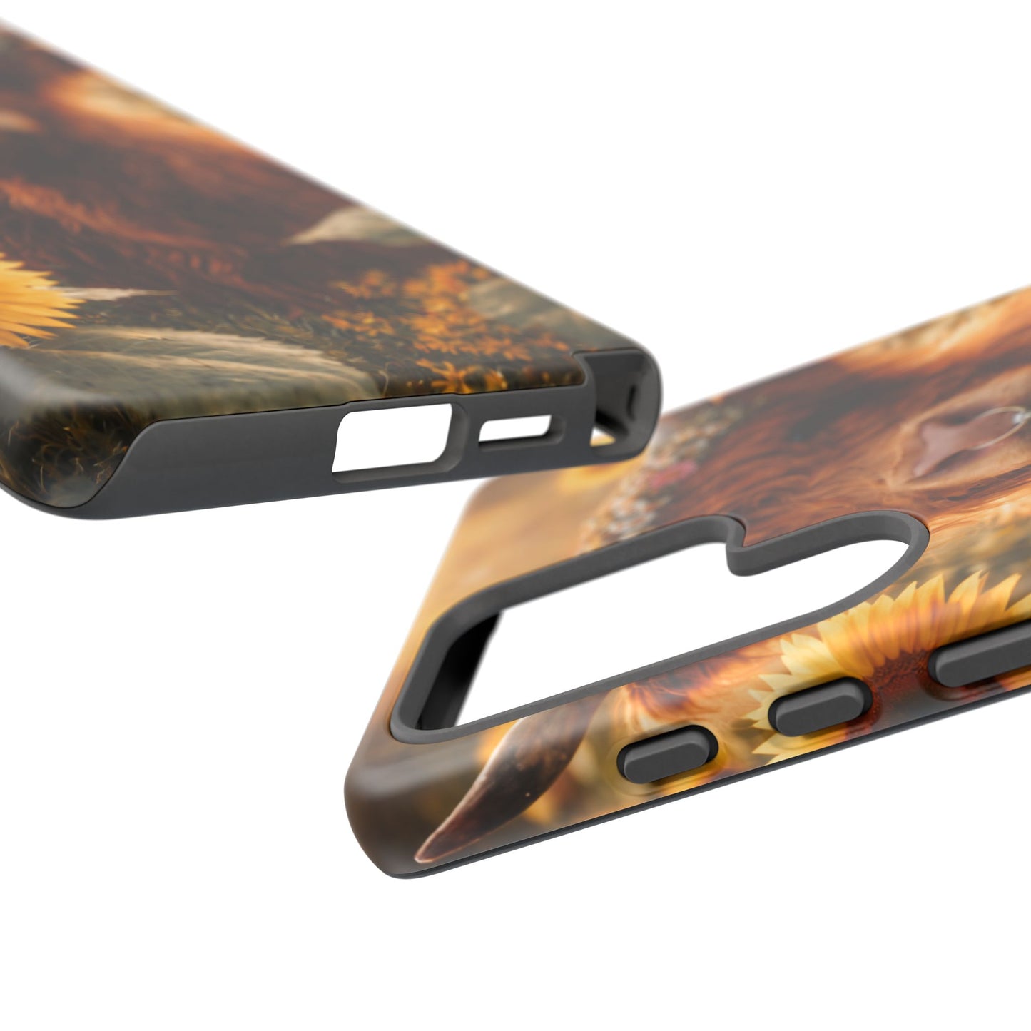 Highland Cow Sunflower Phone Case | Floral Farmhouse iPhone, Samsung Galaxy and Pixel Cover