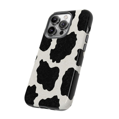 Black & White Cow Print Phone Case | Western Aesthetic iPhone & Samsung Tough Case