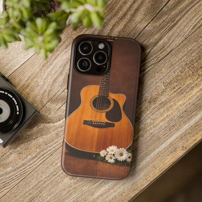 Acoustic Guitar Daisy Phone Case | Rustic Music Lover Tough Cover