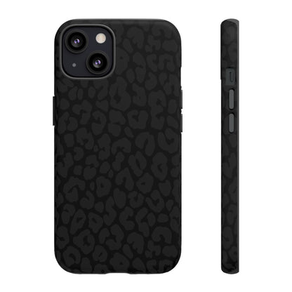 Black Leopard Phone Case | Black on Black Leopard Print Tough iPhone & Samsung Case | Matte or Glossy Protective Cover