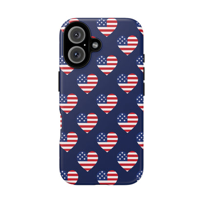 Patriotic American Flag Heart Phone Case – Tough Shockproof, USA Stars & Stripes for Iphone, Samsung Galaxy and Pixel