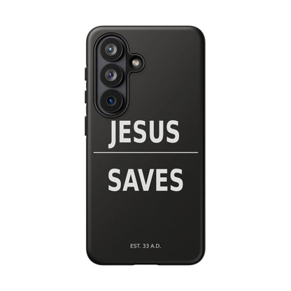 Jesus Saves Phone Case Christian Religious Minimalist Black Tough Cover