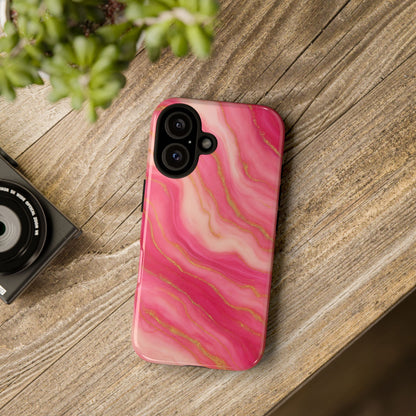 Pink Marble Phone Case | Rose Gold Swirl Aesthetic Tough Protective Case